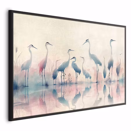 Poster med ram - Birds by the lake
