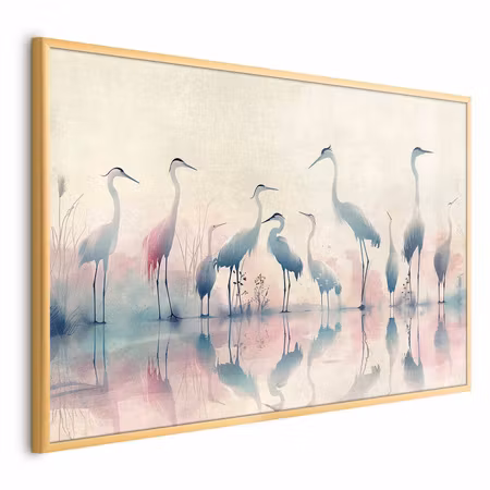 Poster med ram - Birds by the lake