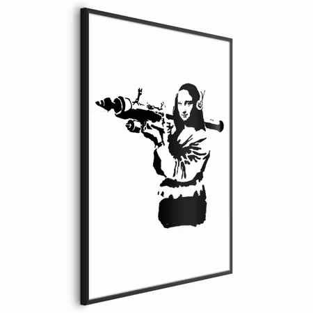 Poster med ram - Banksy mona lisa with rocket