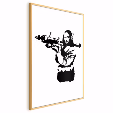 Poster med ram - Banksy mona lisa with rocket