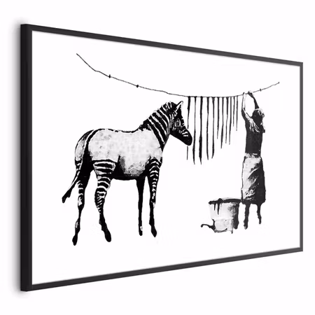 Poster med ram - Banksy zebra washing