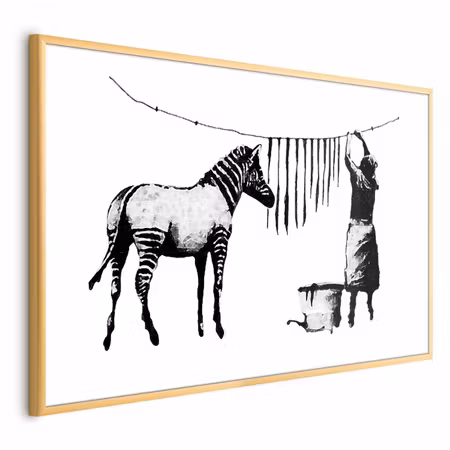 Poster med ram - Banksy zebra washing
