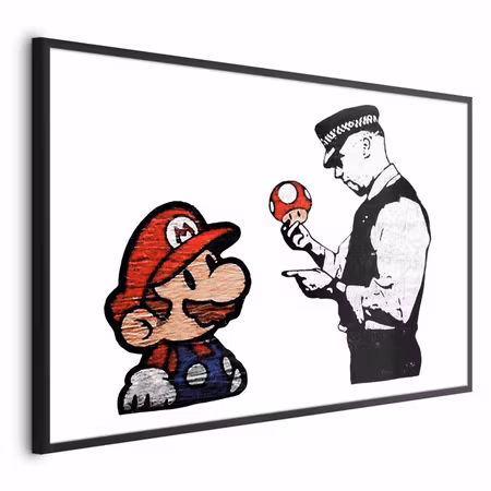Poster med ram - Banksy mushroom picker