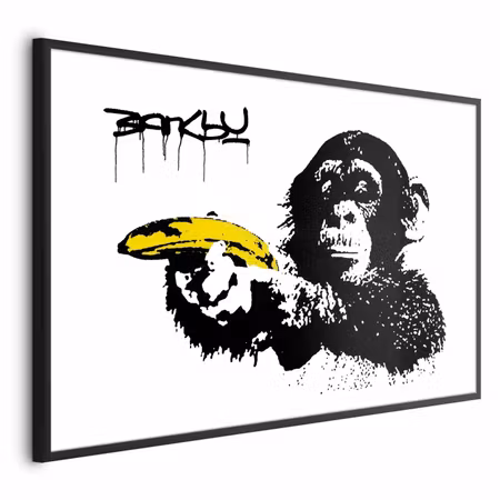Poster med ram - Banksy monkey with a banana