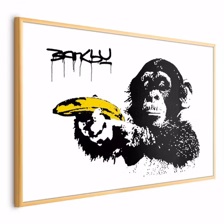 Poster med ram - Banksy monkey with a banana
