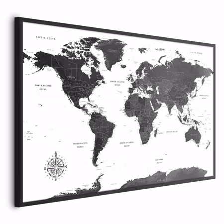 Poster med ram - Monochromatic map