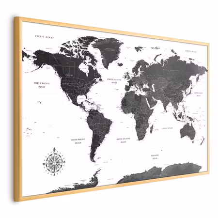 Poster med ram - Monochromatic map