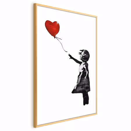 Poster med ram - Banksy girl with a balloon