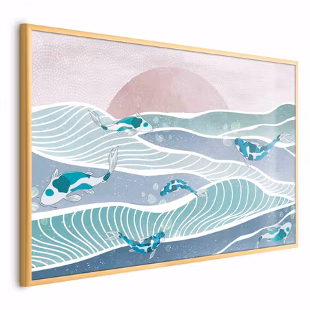 Poster med ram - Fish on the waves