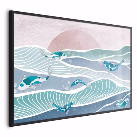 Poster med ram - Fish on the waves