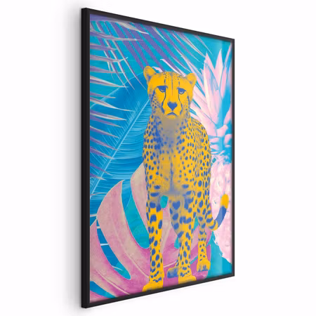 Poster med ram - Exotic leopard - colorful