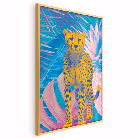 Poster med ram - Exotic leopard - colorful