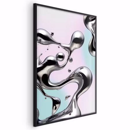 Poster med ram - Metallic fluidity - abstract on