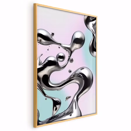 Poster med ram - Metallic fluidity - abstract on