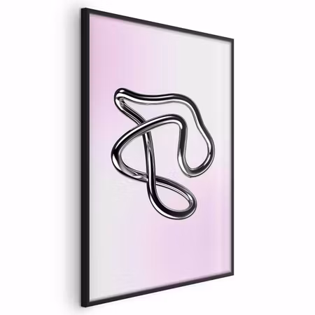 Poster med ram - Silver intricacies - fluid on a