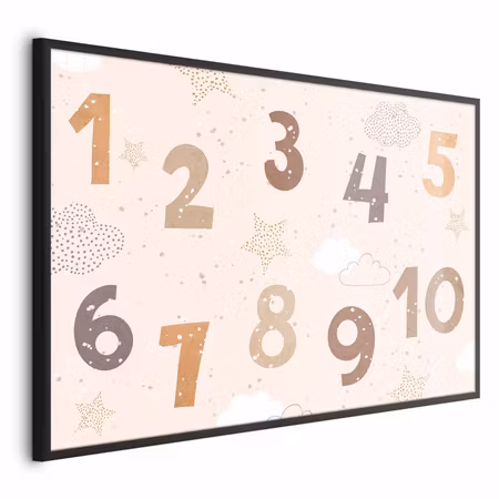 Poster med ram - Numbers with falling snow