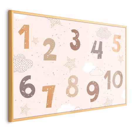 Poster med ram - Numbers with falling snow