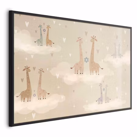 Poster med ram - Loving giraffes