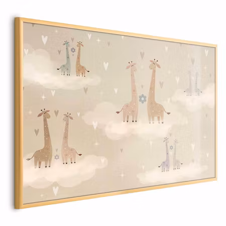 Poster med ram - Loving giraffes