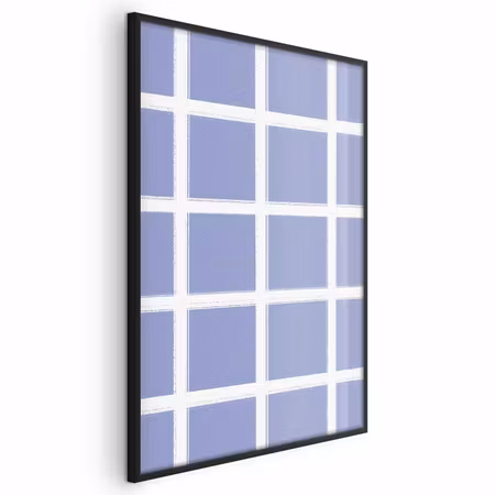Poster med ram - White lines - a grid with large