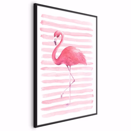 Poster med ram - Flamingo and stripes