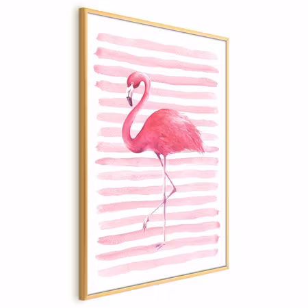 Poster med ram - Flamingo and stripes