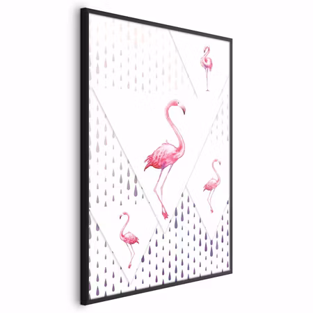 Poster med ram - Flamingo family