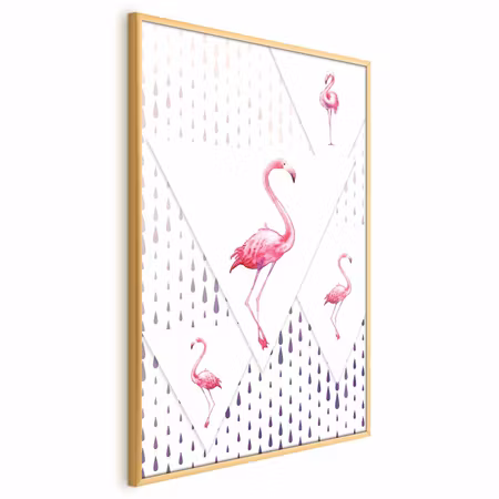 Poster med ram - Flamingo family