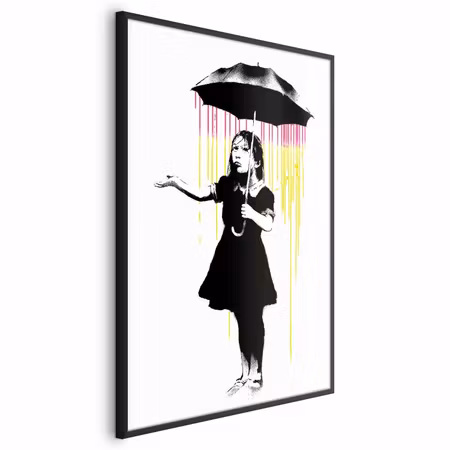 Poster med ram - Girl with an umbrella