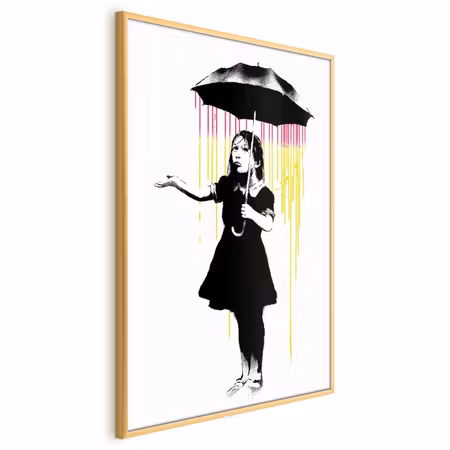 Poster med ram - Girl with an umbrella