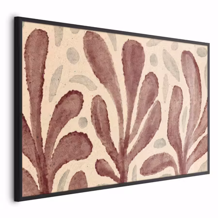 Poster med ram - Leaves and spots - large shapes