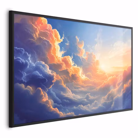 Poster med ram - Sunset over a cloudy sea a of