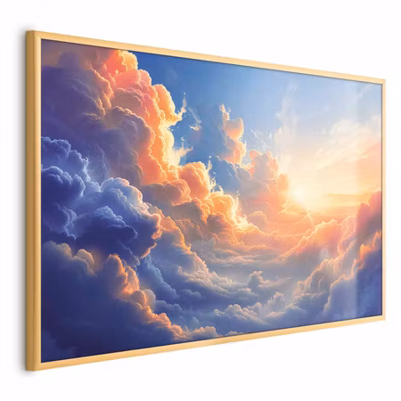 Poster med ram - Sunset over a cloudy sea a of
