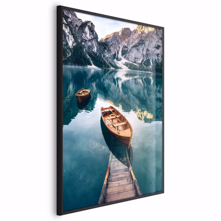 Poster med ram - Boats in the dolomites