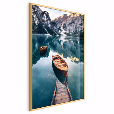 Poster med ram - Boats in the dolomites