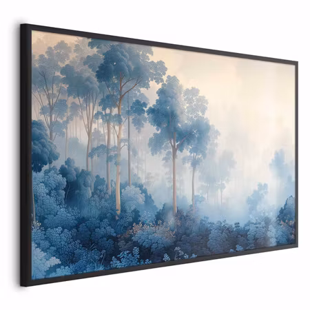 Poster med ram - Forest in misty blue shades
