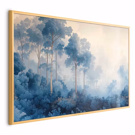 Poster med ram - Forest in misty blue shades
