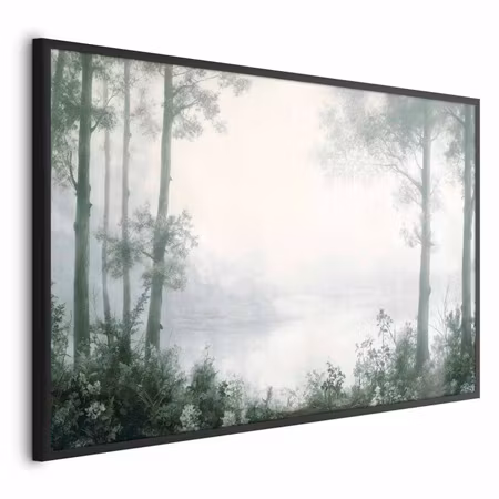Poster med ram - Forest and pond in patinated