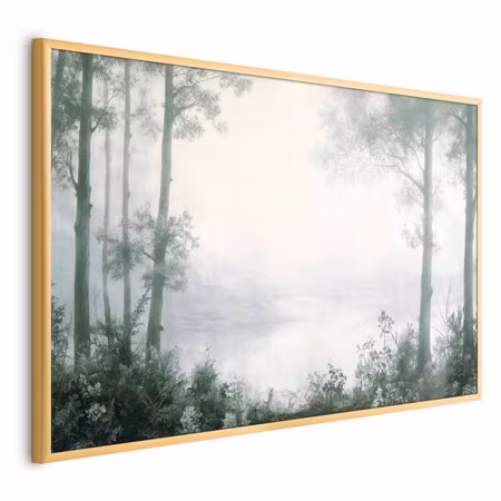 Poster med ram - Forest and pond in patinated