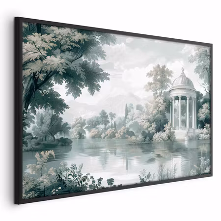 Poster med ram - Landscape with a park and lake