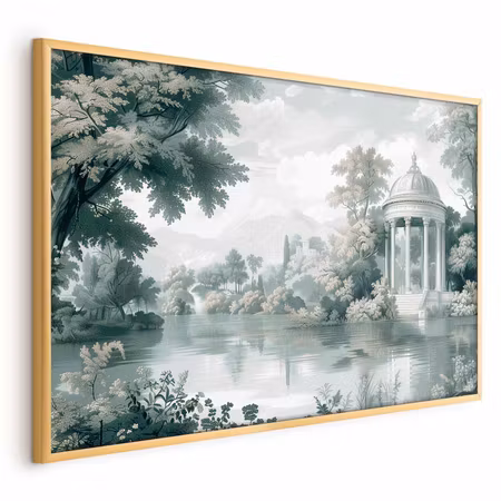 Poster med ram - Landscape with a park and lake