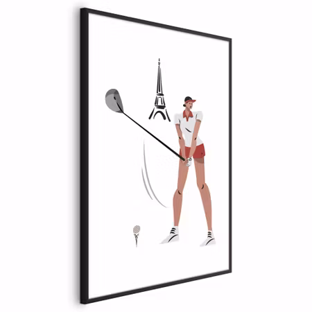 Poster med ram - Illustration of a female golfer