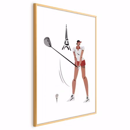 Poster med ram - Illustration of a female golfer
