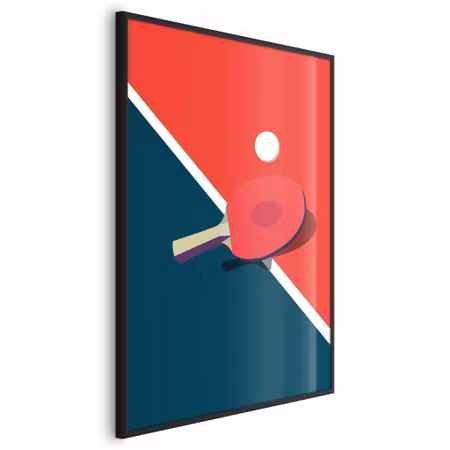 Poster med ram - Table tennis - ball and racket