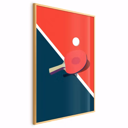 Poster med ram - Table tennis - ball and racket