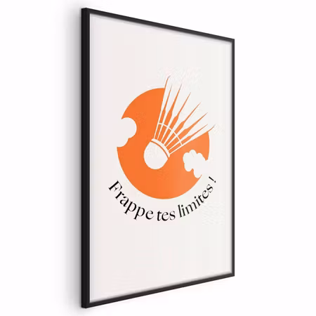 Poster med ram - Shuttlecock against the orange