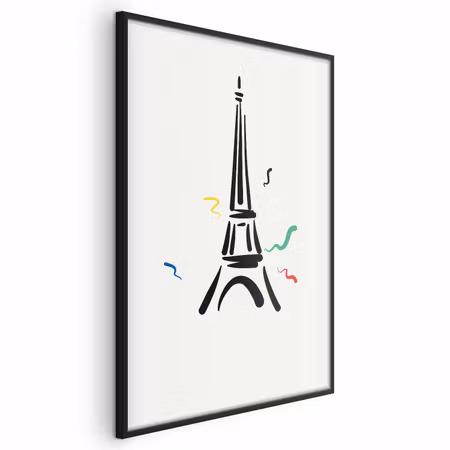 Poster med ram - Black illustration of the eiffel