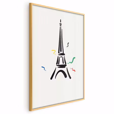 Poster med ram - Black illustration of the eiffel