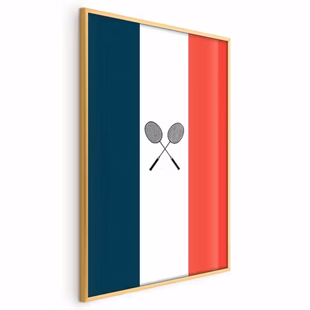 Poster med ram - French flags and black badminton