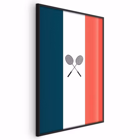 Poster med ram - French flags and black badminton
